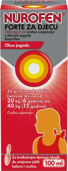 Nurofen Forte za djecu 200 mg/5 ml oralna suspenzija s okusom jagode